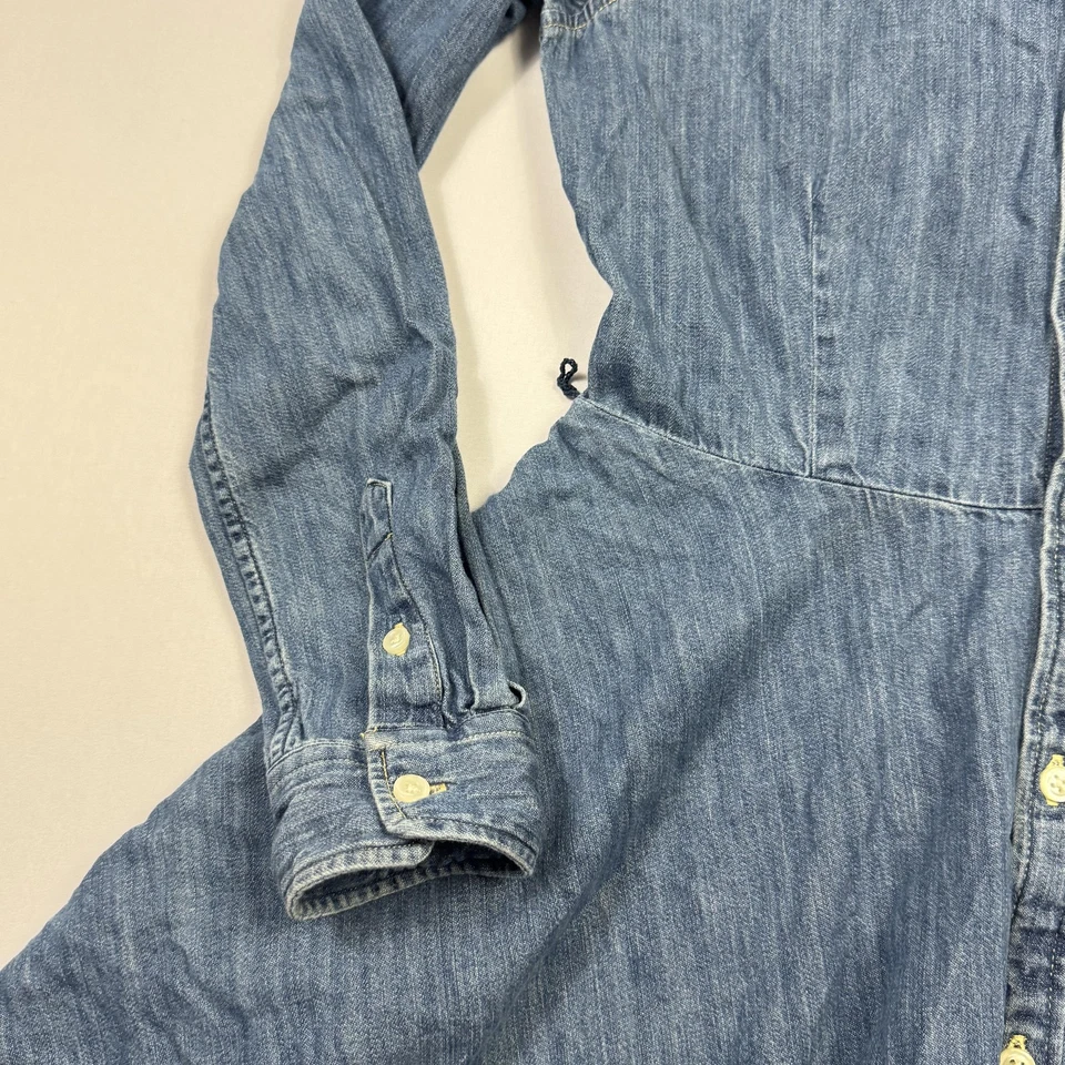 Ralph Lauren Button Denim Shirt Dress Girls 14 Long Sleeve Flesh Pony Western - Image 3 of 4