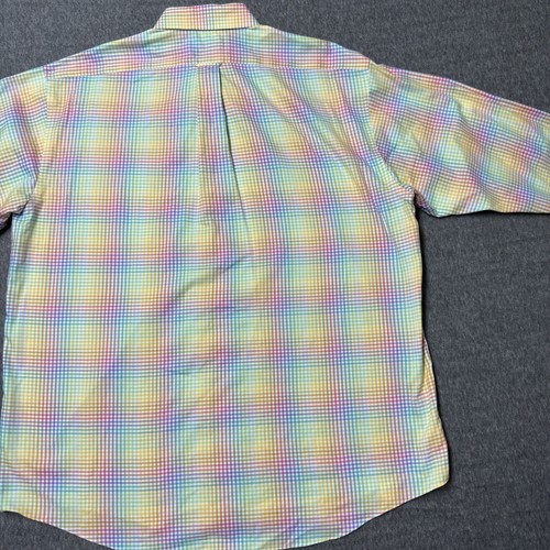 Camisa Bullington Abotonada Para Hombres XL Arco Iris Cuadros Manga Larga Algodón Sin Arrugas - Imagen 8 de 10