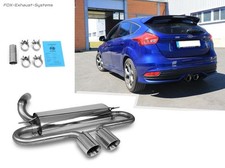  Edelstahl Sportauspuff Mittig Ford Focus 3 ST 2x100mm rund doppelwandig
