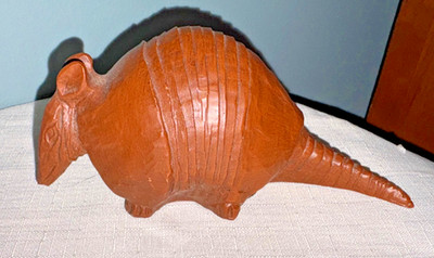 Armadillo Statue Sculpture - Vintage Red Mill Manufacturing Pecan Shell American