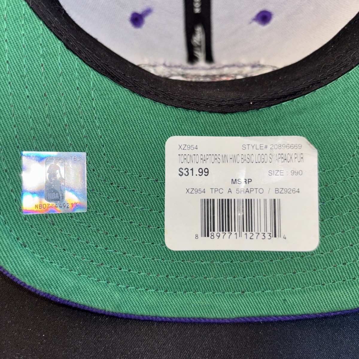 Toronto Raptors NBA Mitchell & Ness Snapback Cap Purple New w/Tags