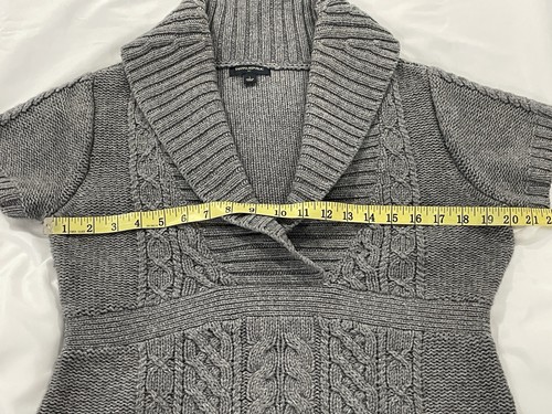 Banana Republic Cable Knit Sweater Cowl Neck Tunic Babydoll Y2K Gray Size Large - Picture 6 of 9
