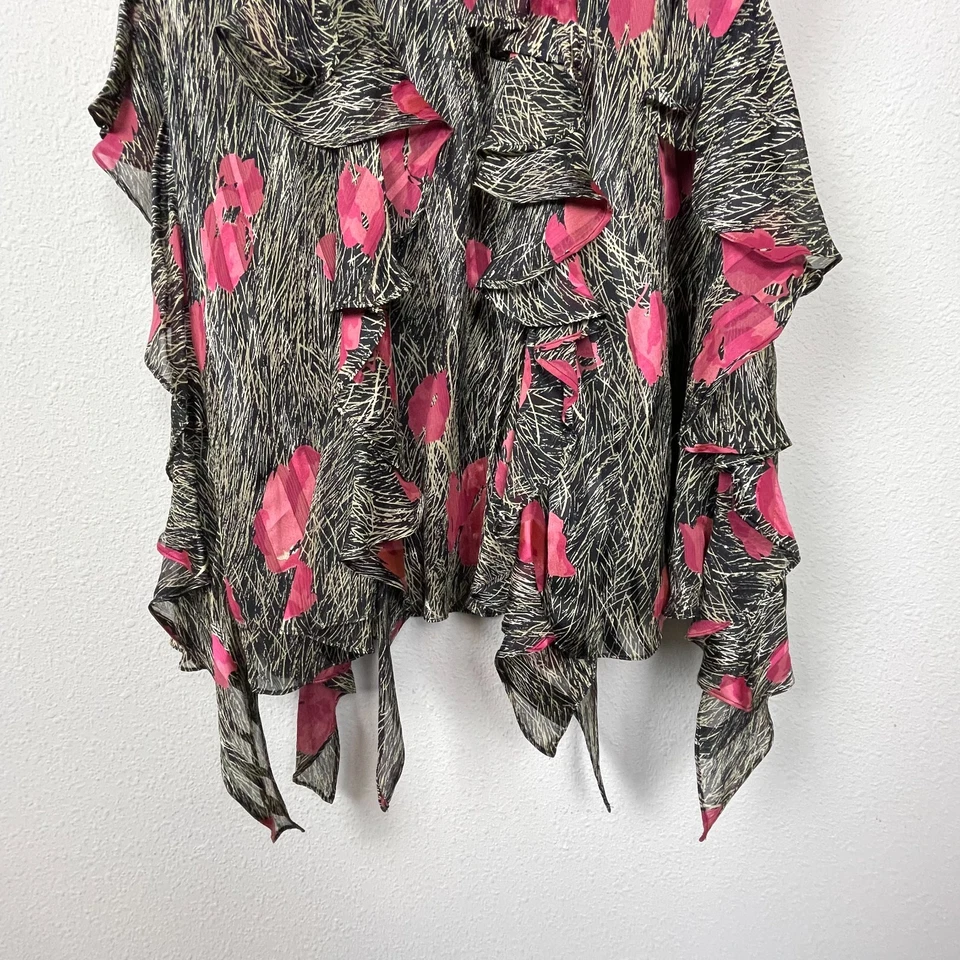 Maxi Falda Jones New York 100% Seda Floral Cascada Volantes Boho Gótico Foto 4 de 4