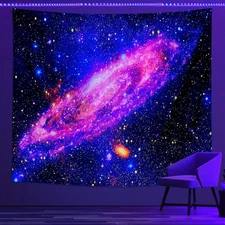 Blacklight Posters for Adults and Teens, Space Galaxy Backdrop UV Reactive, Blac