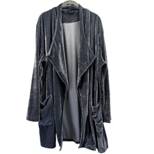 Amaryllis Velvet Cardigan 2X Bluish Gray Flowy Whimsygoth Boho Luxe Open Blazer
