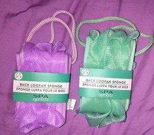 Back Loofah Sponge Spa April Bath Shower Handles Scrubber Hanging x 2