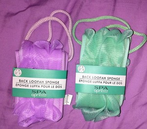 Back Loofah Sponge Spa April Bath & Shower Handles Scrubber Hanging x 2