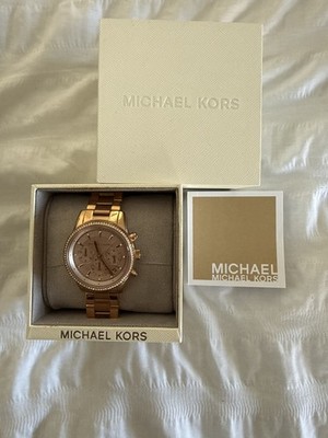 MICHAEL KORS Bryant Rose Chronograph Dial Rose Gold Plated Bracelet Watch MK6357