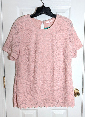Teddi Rose Women's XXL Pink Lace Top New With Tags FITS SMALL