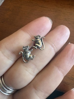 Mouse Stud Earrings Miniblings Earrings Mice Rat Silver Vintage