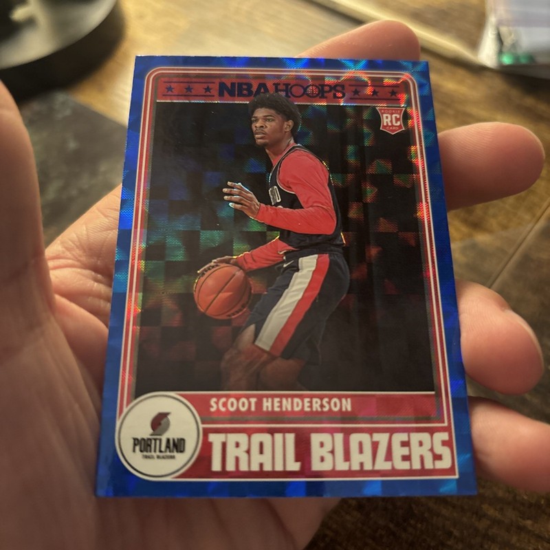 Scoot Henderson 2023-24 Panini NBA Hoops Hyper Blue RC #297 Portland Trail