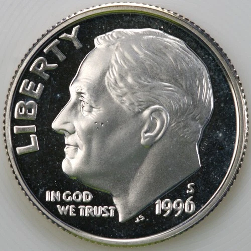 1996 S Choice Proof DCam Roosevelt Dime 90% Silver 5684