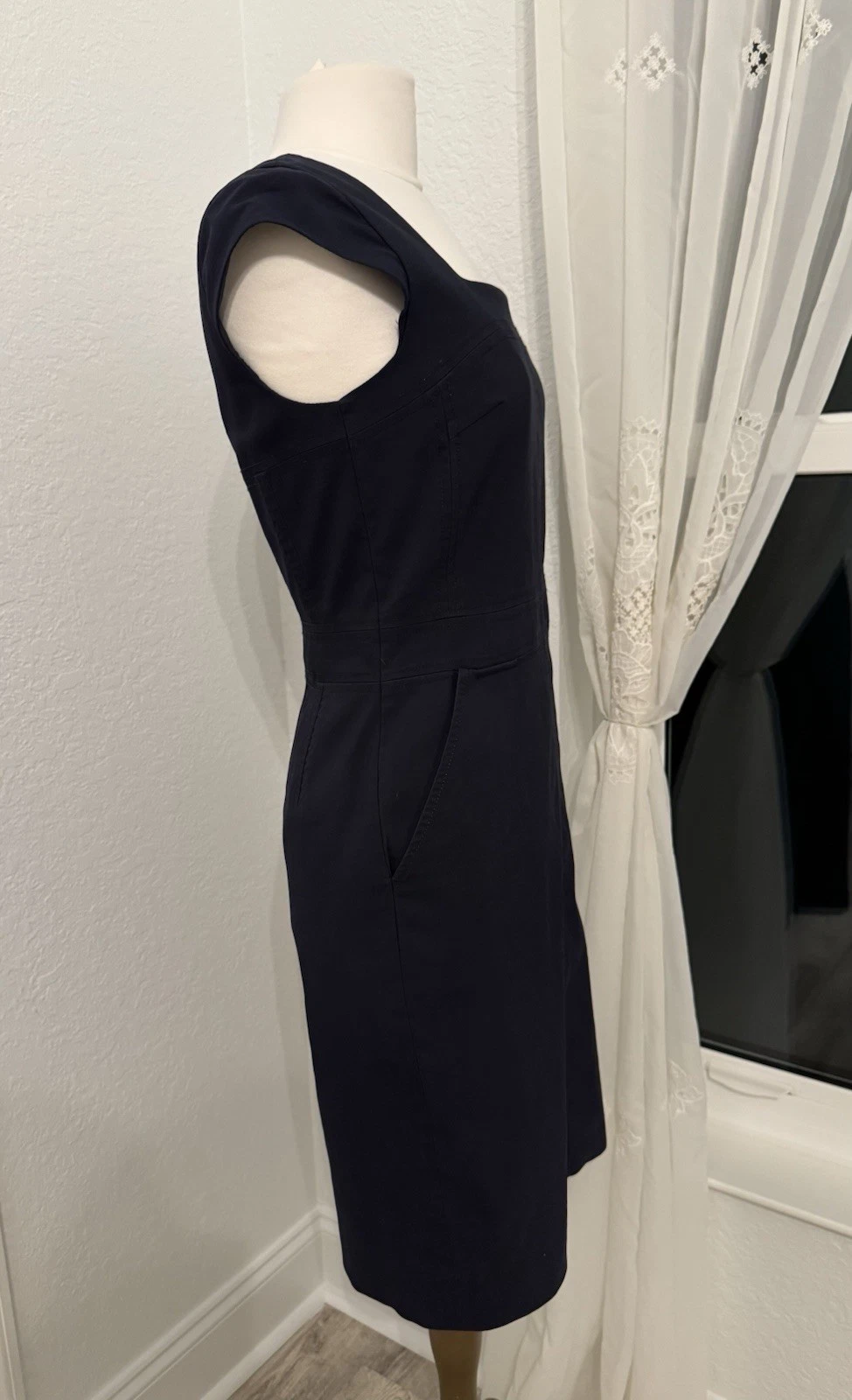 Abito tubino donna Tory Burch blu navy senza maniche con zip posteriore taglia 4 us intime ottimeioni cond