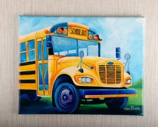 "School Bus" Original 11x14 Acrylic Painting on Canvas by Stockton Company