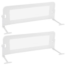 2PCS 42" Toddler Foldable Bed Rail w/Adjustable Safety Strap Bedrail Guard White