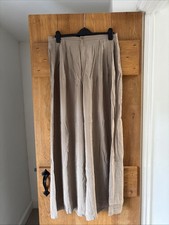 Pantalone palazzo M&S donna visone gamba larga pull-on taglia 16 lungo plissettato davanti
