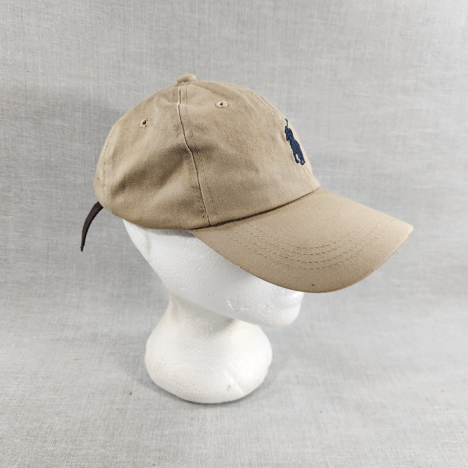 Cappello Vintage Polo Ralph Lauren Classico Ricamato Big Pony Logo Cinturino Pelle Cachi