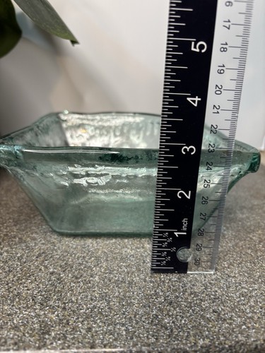 Recycled Glass Square Bowl Heavy 8 inch x 3.5 Aqua/Ice Blue Vitrocolor Egypt - Picture 6 of 6