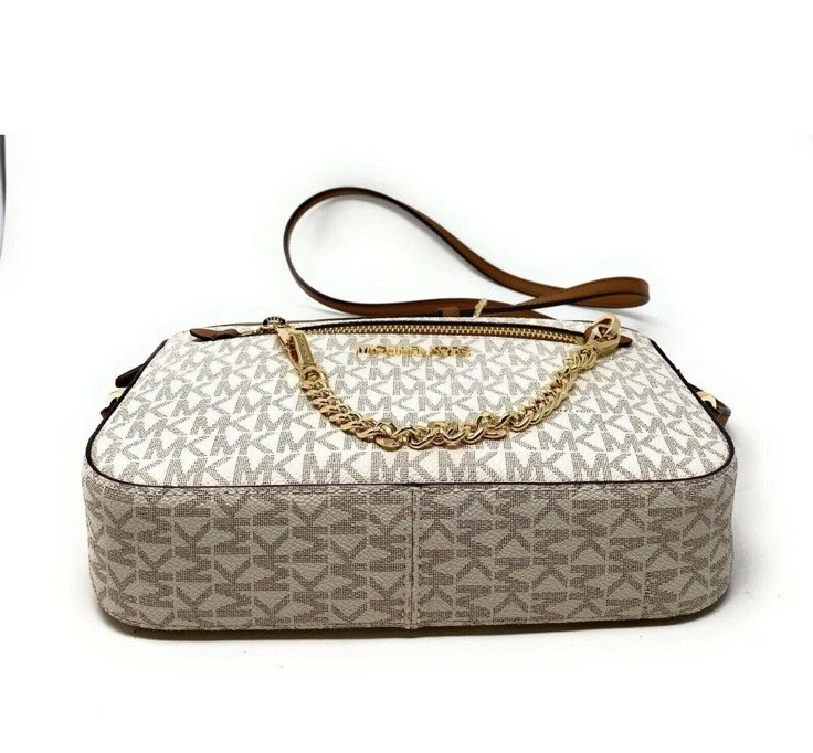 Michael Kors Jet Set Item Large East West Zip Chain MK Crossbody Bag Vanilla New - Image 4 of 4