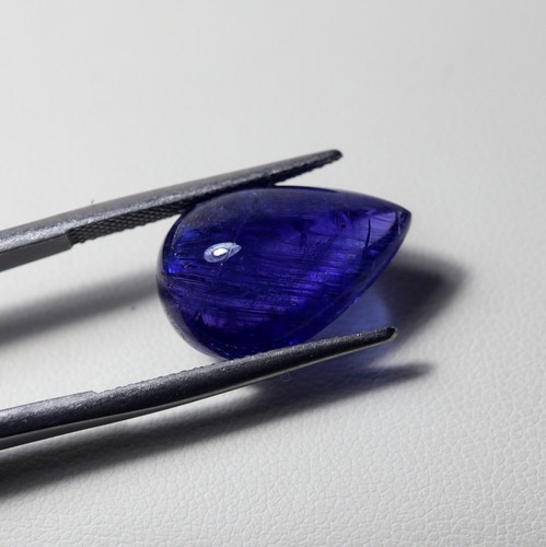 14.42 Carat 19.1x12.5 MM Natural D Block Blue Tanzanite Pear Cabochon Gemstone - Picture 13 of 14