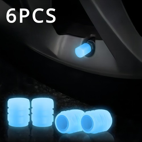 6pcs Glow-in-the-Dark Valve Caps - Bright Neon Green Rubber Tire Decorations - Picture 4 of 16