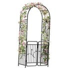 New Listing Metal Garden Arbor with 86" H Outdoor Lawn Arch for Climbing Plants, Gate