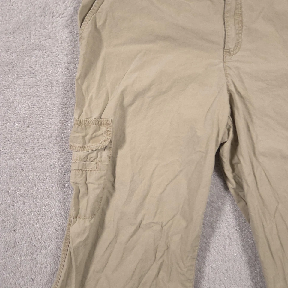 Caribbean Joe Pants Womens 12 Khaki Cargo Capri Cropped Drawstring Hem Pockets - Image 3 of 4