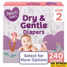 Dry Gentle Diapers Size 2 All Day Protection Hypoallergenic Soft Stretchy Fit US