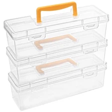 3-Pack Paint Brush Case, Portable Plastic box with Handle, Art Organizers and...