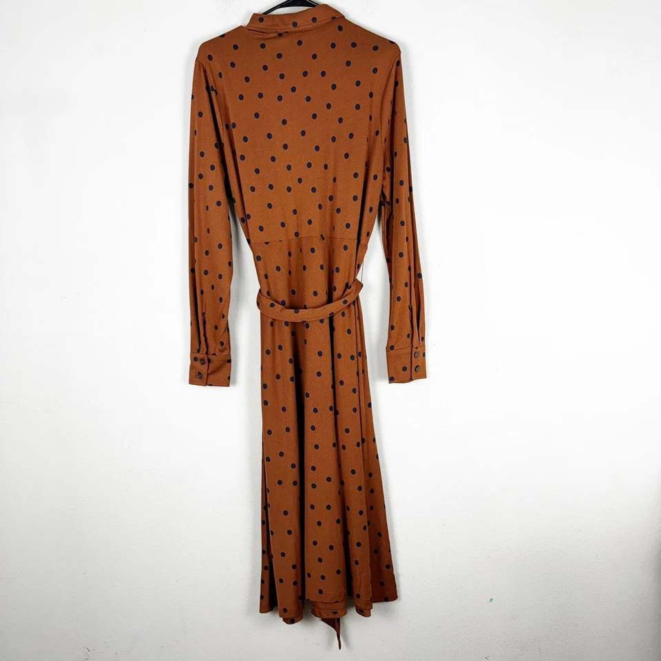 Vestido camisero midi a lunares Laura Boden para mujer talla 12R marrón Foto 2 de 4
