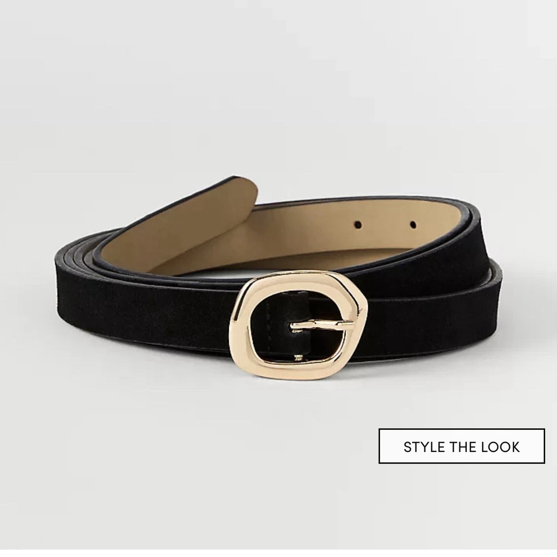 Vintage AnnTaylor Genuine Black Suede Belt with Gold Crescent Buckle Size M/L Ann Taylor Gold Belts for Women for sale | eBay main image 4