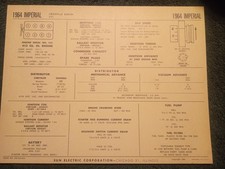 1964 Imperial 413 V-8 Engine Sun Tune-up Chart Lebaron Crown Models 1964 Imperial 413 V-8 Engine Sun Tune-up Chart Lebaron Crown Models