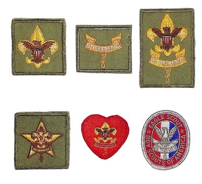 1950s-60s Eagle Scout Complete Rank Set Tenderfoot - Eagle Boy Scout (DG482)