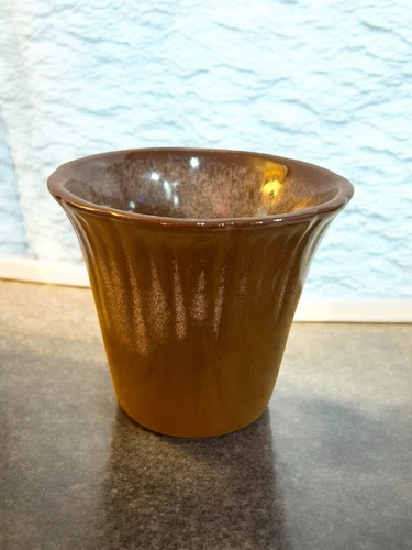 Vtg Frankoma Brown Plainsman Glaze Ceramic Small Vase/Planter Redware Pottery