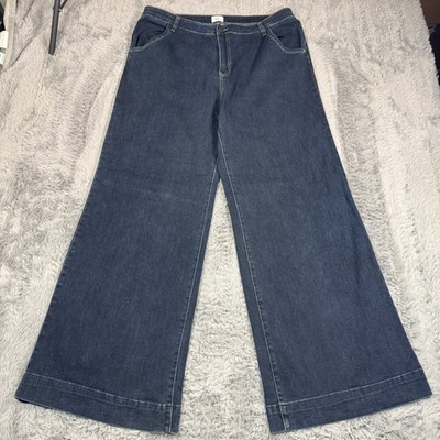 Wash Lab Jeans Women's 34x31 Blue Cotton Denim Wide-Leg Workwear Travel Stretch