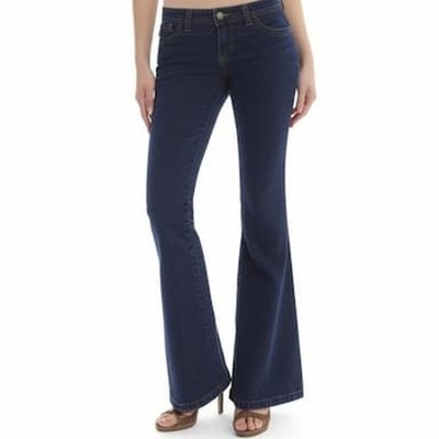  SO Wear IT Declare It Women's Flared Denim Jeans Size 11 Midrise Blue Dark Wash