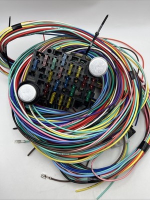 Universal 21 Circuit Wiring Harness Kit 17 Fuses Chevy Mopar Ford Hotrod Ratrod