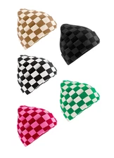 Checkerboard Chequered Knit Beanie Beechfield Double Layer Ski Hat