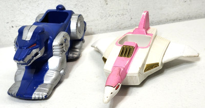Vintage Mighty Morphin Power Rangers Pink Jet Vehicle And Blue Cat Kids Toy Lot