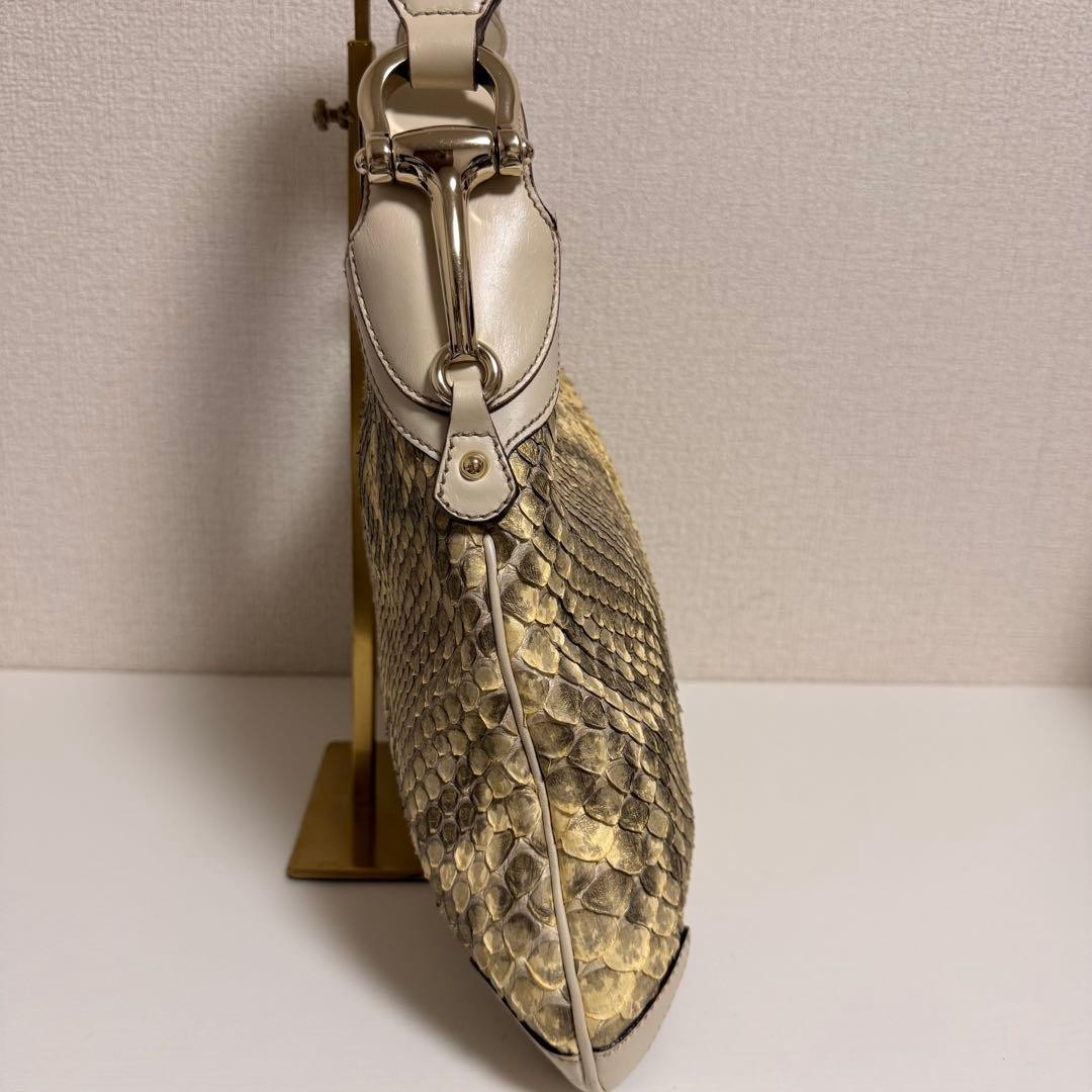 GUCCI Python Leather Shoulder Bag Brown Authentic… - image 3