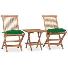 Folding Patio Dining Set with Cushion Furniture 3 Piece Solid Teak Wood vidaXL