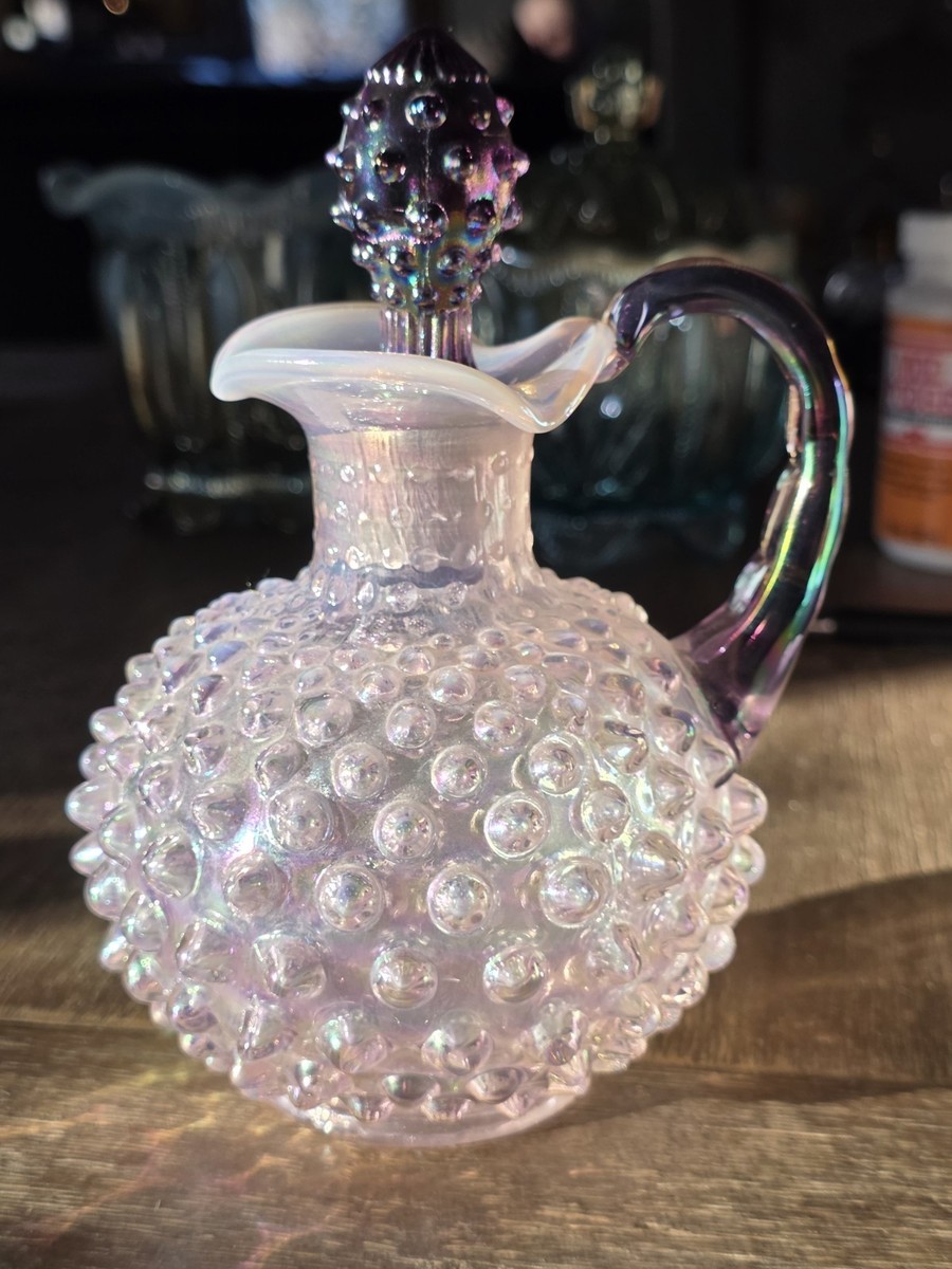 Fenton Pink Chiffon Opalescent Hobnail Cruet - Violet Carnival