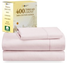 Softest 100 Cotton Sheets, Twin XL Sheets Set, 400 Thread Count Sateen Bedding