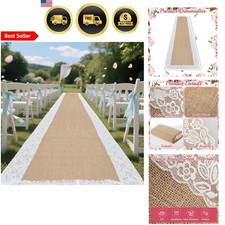 Wedding Aisle Runner Burlap Lace Rustic Outdoor Garden Beach Ceremony 3x20