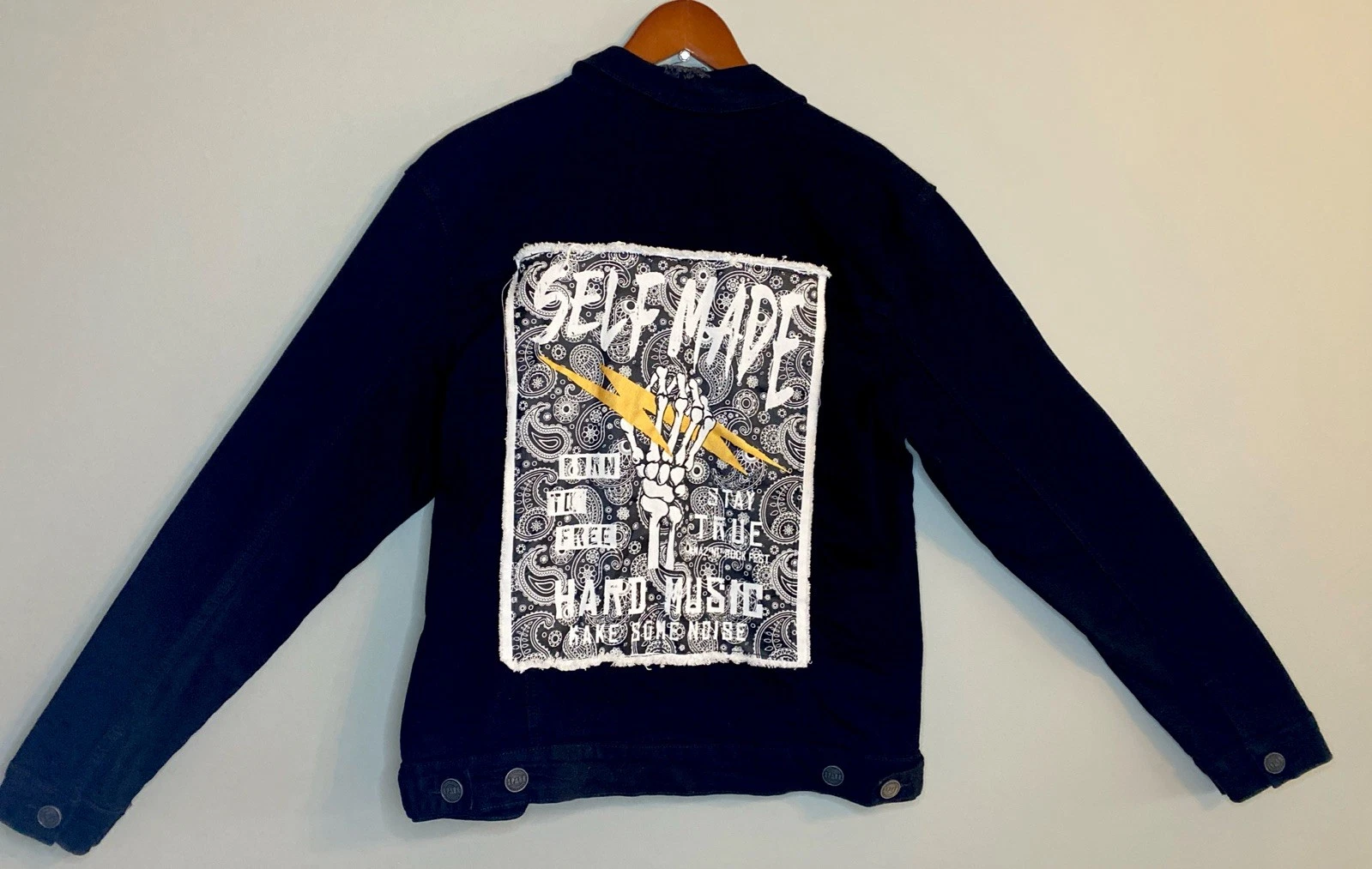 Spark Denim Jacket Mens Large Black Stretch Self Made