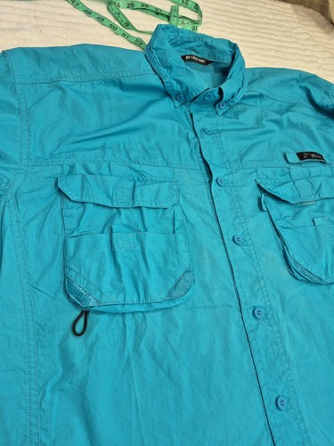 Camicia da Pesca Blacktip Uomo L Blu Manica Corta Asciugatura Rapida Tasche Ventilate - Foto 4 di 11
