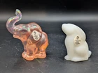 FENTON 100 Years Pink Carnival Elephant, White Matte Glass Bunny Rabbit SEE PICS