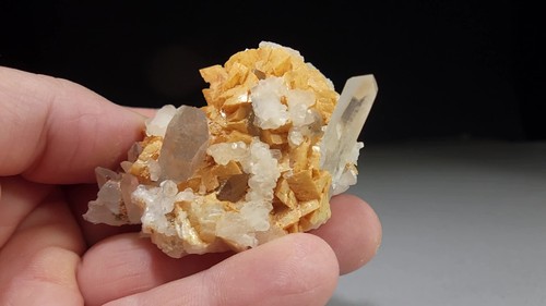 Orange Ankerite with White Calcite & Clear Quartz Crystals from Spruce - Video 1 of 1