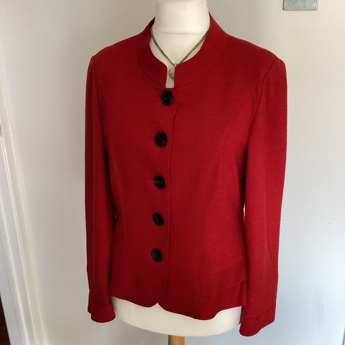 GERRY WEBER LADIES RED WOOL FITTED MILITARY STYLE JACKET UK 14 WORN ONCE ONLY - Imagen 7 de 17