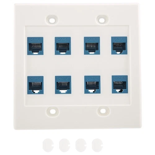 Ethernet Wall Plate 8 Port -  Gang Cat6 RJ45  Jack  Cable Faceplate Female6916